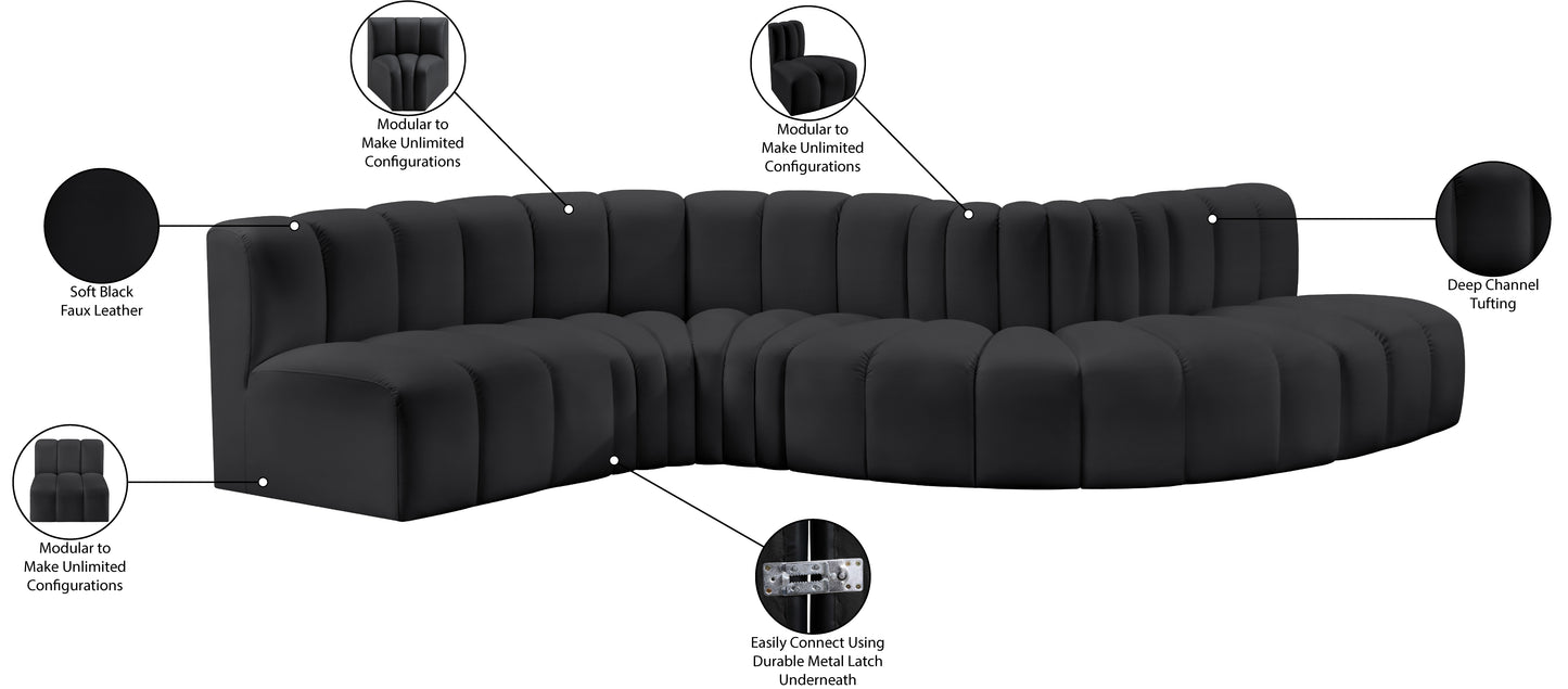 zara black faux leather modular sofa s6a