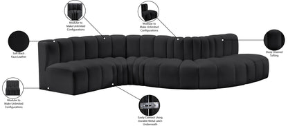 Zara Black Faux Leather Modular Sofa S6A