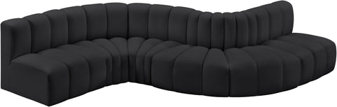 Briar Black 145 Vegan Leather Upholstered Modular Sectional , 6-Piece (Style 1)