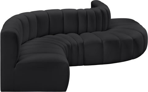 Briar Black 145 Vegan Leather Upholstered Modular Sectional , 6-Piece (Style 1)
