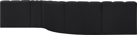 Briar Black 145 Vegan Leather Upholstered Modular Sectional , 6-Piece (Style 1)