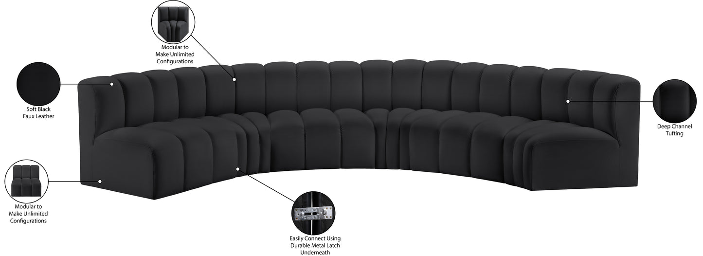 zara black faux leather modular sofa s6b