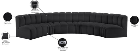 Briar Black 151 Vegan Leather Upholstered Modular Sectional, 6-Piece