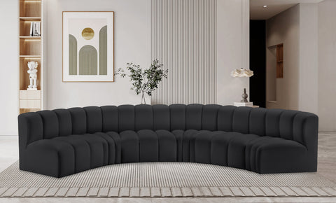 Briar Black 151 Vegan Leather Upholstered Modular Sectional, 6-Piece