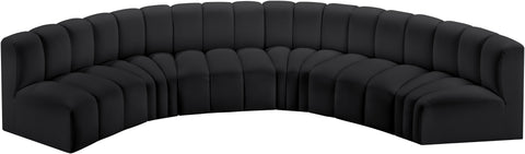 Briar Black 151 Vegan Leather Upholstered Modular Sectional, 6-Piece