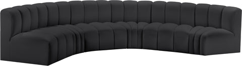 Briar Black 151 Vegan Leather Upholstered Modular Sectional, 6-Piece