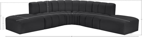 Briar Black 146 Vegan Leather Upholstered Modular Sectional, 6-Piece