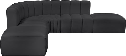 Briar Black 146 Vegan Leather Upholstered Modular Sectional, 6-Piece