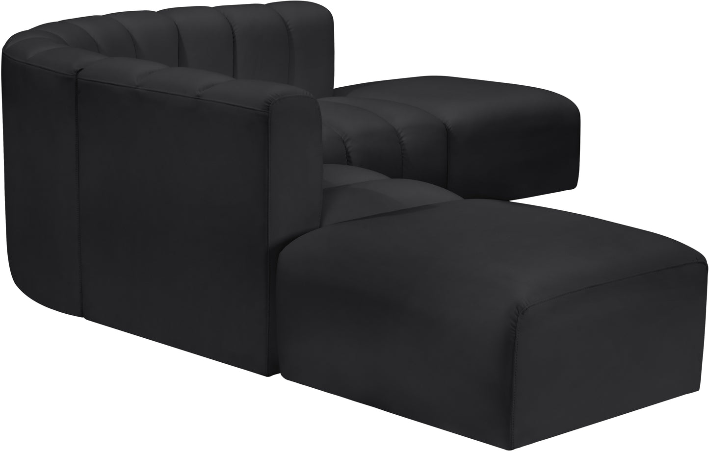 zara black faux leather modular sofa s6c