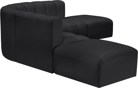 Briar Black 146 Vegan Leather Upholstered Modular Sectional, 6-Piece