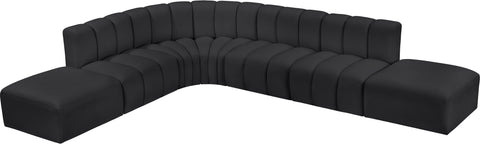 Briar Black 172 Vegan Leather Upholstered Modular Sectional, 7-Piece