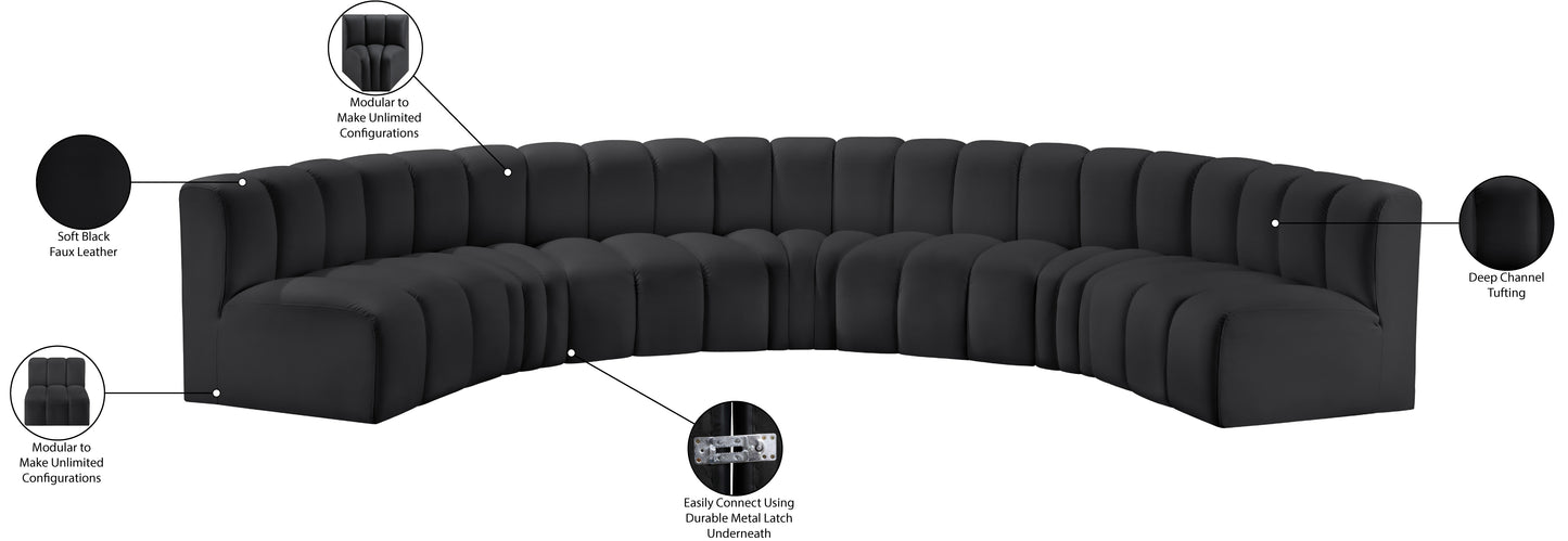 zara black faux leather modular sofa s7b