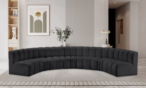 Briar Black 162 Vegan Leather Upholstered Modular Sectional, 7-Piece