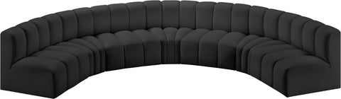 Briar Black 162 Vegan Leather Upholstered Modular Sectional, 7-Piece