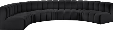 Briar Black 162 Vegan Leather Upholstered Modular Sectional, 7-Piece