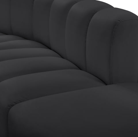 Briar Black 162 Vegan Leather Upholstered Modular Sectional, 7-Piece