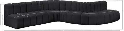 Briar Black 170 Vegan Leather Upholstered Modular Sectional, 7-Piece
