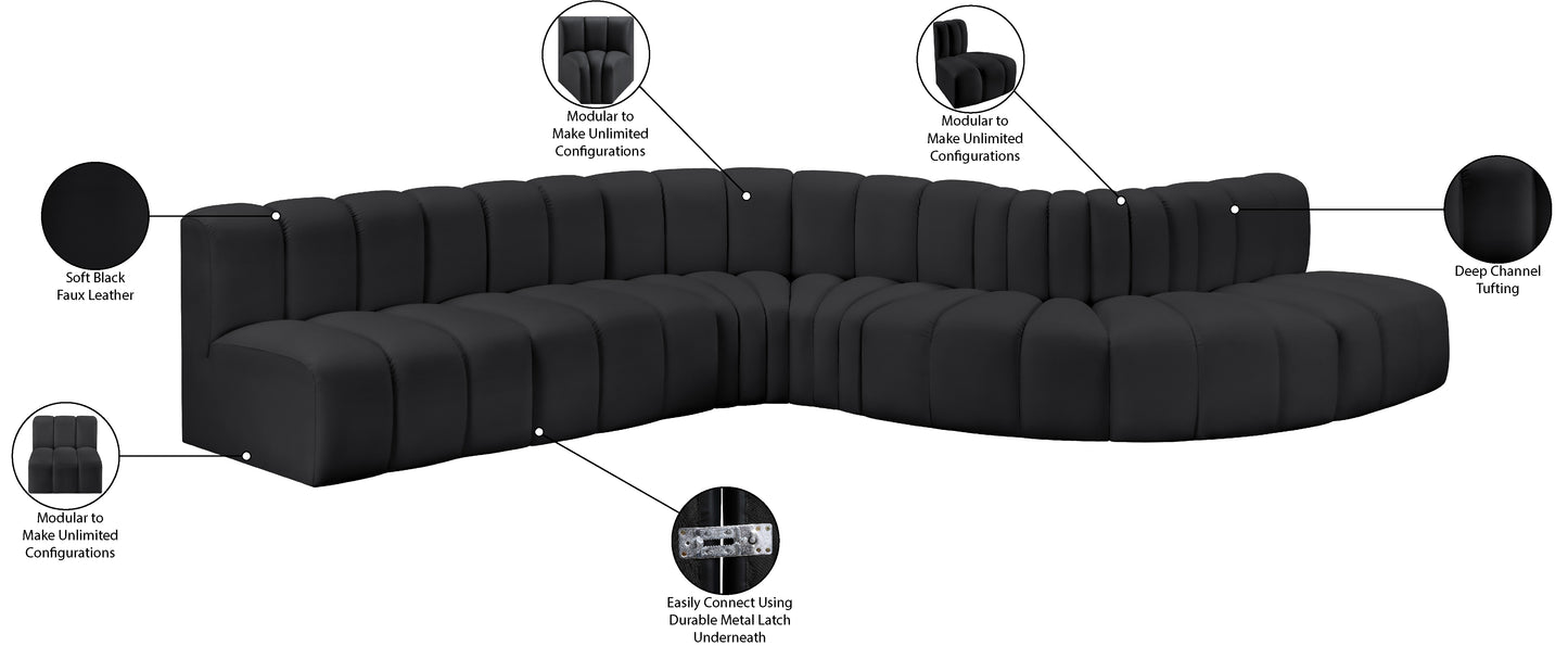 zara black faux leather modular sofa s7c