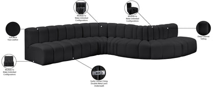 Zara Black Faux Leather Modular Sofa S7C