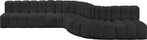 Briar Black 170 Vegan Leather Upholstered Modular Sectional, 7-Piece