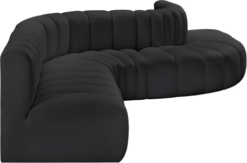 Briar Black 170 Vegan Leather Upholstered Modular Sectional, 7-Piece