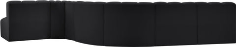Briar Black 170 Vegan Leather Upholstered Modular Sectional, 7-Piece
