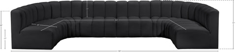 Briar Black 150 Vegan Leather Upholstered Modular Sectional, 8-Piece