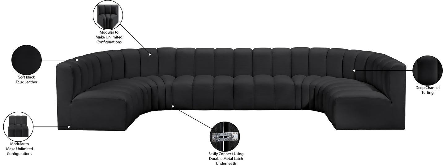 zara black faux leather modular sofa s8a