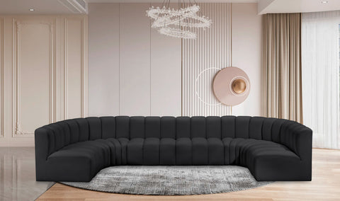 Briar Black 150 Vegan Leather Upholstered Modular Sectional, 8-Piece