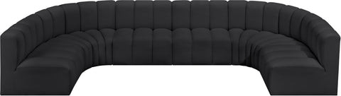 Briar Black 150 Vegan Leather Upholstered Modular Sectional, 8-Piece