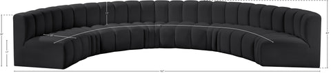 Briar Black 162 Vegan Leather Upholstered Modular Sectional, 8-Piece