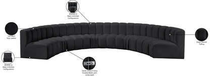 Zara Black Faux Leather Modular Sofa S8B