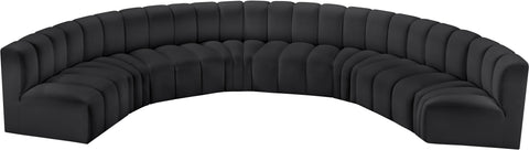 Briar Black 162 Vegan Leather Upholstered Modular Sectional, 8-Piece