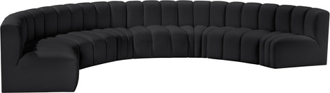 Briar Black 162 Vegan Leather Upholstered Modular Sectional, 8-Piece