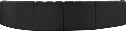 Briar Black 162 Vegan Leather Upholstered Modular Sectional, 8-Piece