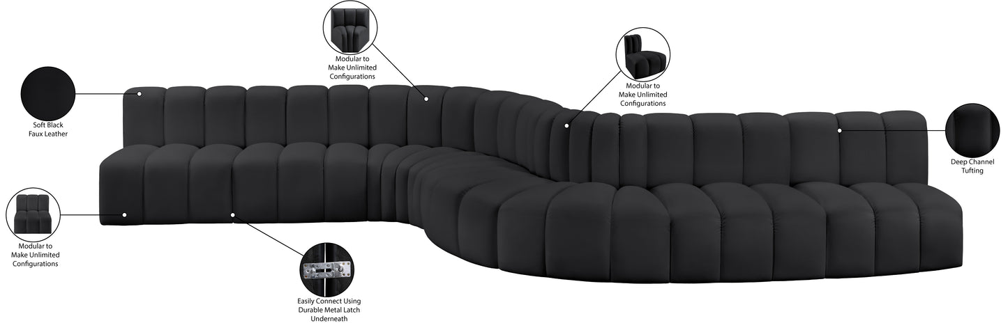 zara black faux leather modular sofa s8c