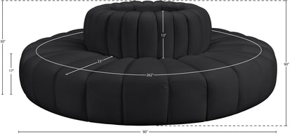 Zara Black Faux Leather Modular Sofa S8D