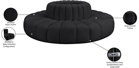 Briar Black 90 Vegan Leather Upholstered Modular Sectional, 8-Piece