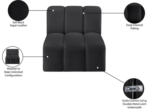 Briar Black Vegan Leather Upholstered Modular Straight Chair, 1 Piece