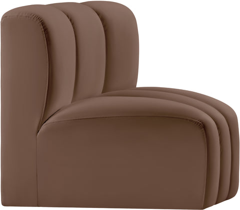 Briar Brown Vegan Leather Upholstered Modular Curved Corner Chair, 1 Piece