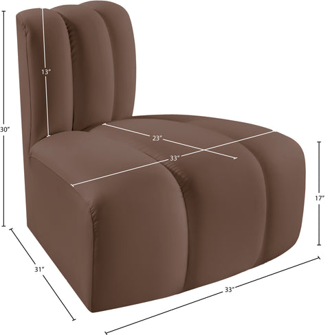 Briar Brown Vegan Leather Upholstered Modular Reverse Corner Chair, 1 Piece