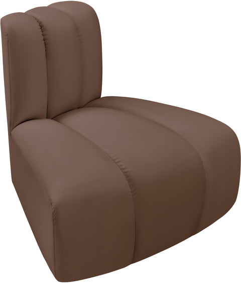 Briar Brown Vegan Leather Upholstered Modular Reverse Corner Chair, 1 Piece