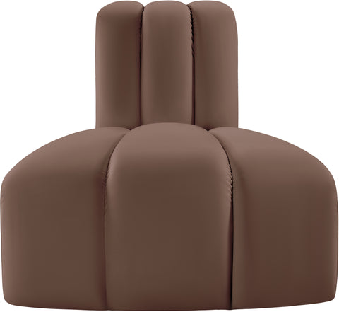 Briar Brown Vegan Leather Upholstered Modular Reverse Corner Chair, 1 Piece