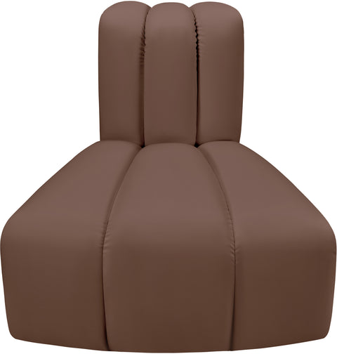 Briar Brown Vegan Leather Upholstered Modular Reverse Corner Chair, 1 Piece