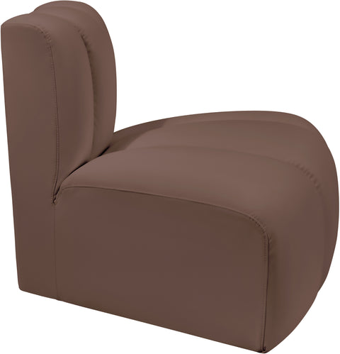 Briar Brown Vegan Leather Upholstered Modular Reverse Corner Chair, 1 Piece