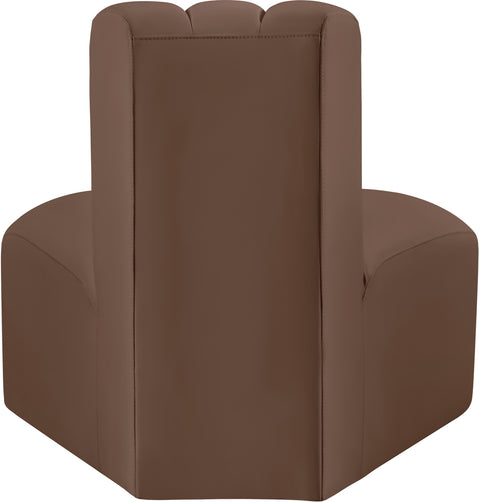 Briar Brown Vegan Leather Upholstered Modular Reverse Corner Chair, 1 Piece
