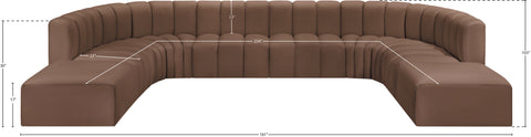 Briar Brown 161 Vegan Leather Upholstered Modular Sectional, 10-Piece