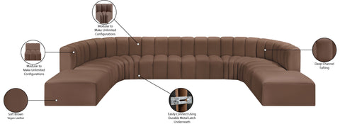Briar Brown 161 Vegan Leather Upholstered Modular Sectional, 10-Piece