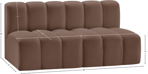 Briar Brown 60 Vegan Leather Upholstered Modular Sectional , 2-Piece (Style 1)