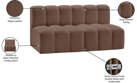Briar Brown 60 Vegan Leather Upholstered Modular Sectional , 2-Piece (Style 1)